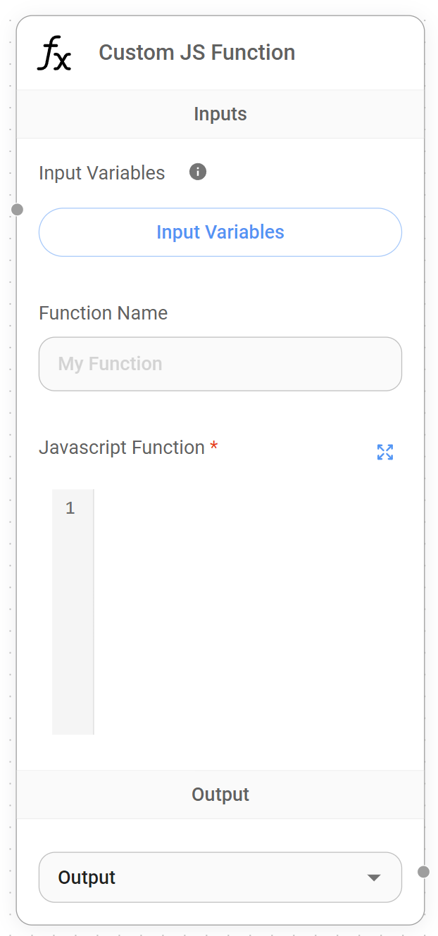 <p>Custom JS Function Node</p>
